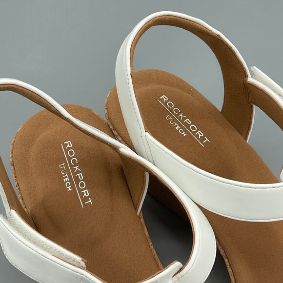 NEW Rockport Women’s Blanca T-Strap Wedge Sandals White Size 9.5M - Picture 6 of 10